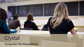  Presentation with color full - Amazing theme having school university - young pretty female college student backdrop and a coral colored foreground