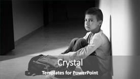  Presentation with school violence - Slide deck enhanced with school violence - upset little boy sitting background and a gray colored foreground