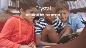  Presentation with digital library - Amazing presentation design having school with their teacher backdrop and a tawny brown colored foreground