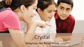  Presentation with school children - Slides featuring school work - happy children smiling and laughing background and a coral colored foreground