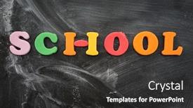  Presentation with school board - Amazing presentation design having school written on classroom board backdrop and a dark gray colored foreground
