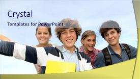  Presentation with teenagers - Beautiful presentation featuring school yard - group of teenagers studying outside backdrop and a  colored foreground
