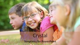  Presentation with camera - Beautiful slides featuring school yard - one girl looking at camera backdrop and a  colored foreground