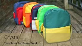  Presentation with kids - Slides with schoolbag-for-kids-education-symbols background and a coral colored foreground