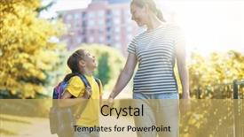  Presentation with school annual day - Colorful presentation theme enhanced with schoolbag walk - parent and pupil of primary backdrop and a yellow colored foreground