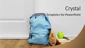  Presentation with lunch - Audience pleasing PPT layouts consisting of schoolbag with lunch near door backdrop and a light gray colored foreground