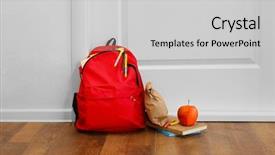  Presentation with crackers school lunch - Slide deck enhanced with schoolbag with lunch near door background and a light gray colored foreground