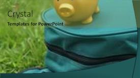  Presentation with piggy bank - Theme with schoolbags-and-piggy-bank background and a tawny brown colored foreground