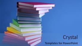  Presentation with books - PPT layouts with schoolbooks - colorful books on blue background background and a teal colored foreground