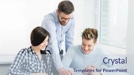  Presentation with group of students raising hands - Colorful PPT theme enhanced with schoolbooks - group of teenage students studying backdrop and a  colored foreground