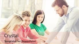  Presentation with college students - PPT layouts enhanced with schoolbooks - group of teenage students background and a  colored foreground