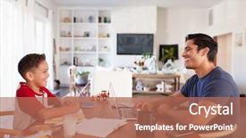  Presentation with father son and looking - Slide deck featuring schoolbooks - hispanic father and son working background and a  colored foreground