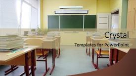  Presentation with school class arabic kids - Theme enhanced with schoolbooks - interior of an empty school background and a coral colored foreground