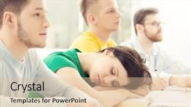  Presentation with depressed - Colorful PPT theme enhanced with schoolbooks - student sleeping on a lesson backdrop and a lemonade colored foreground
