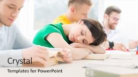  Presentation with smart - Slide set consisting of schoolbooks - young and smart students learning background and a lemonade colored foreground