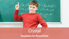  Presentation with task - Slide set featuring schoolboy could solve the math background and a coral colored foreground