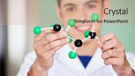 Presentation with molecular - Colorful slides enhanced with schoolboy examining molecular structure backdrop and a coral colored foreground