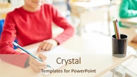  Presentation with writing - Presentation with schoolboy holding pencil and writing background and a lemonade colored foreground