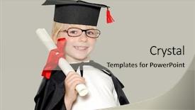  Presentation with light bulb graduation cap - Audience pleasing presentation theme consisting of schoolboy in graduation cap isolated backdrop and a  colored foreground