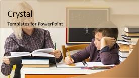  Presentation with learning - Slide deck featuring schoolboy is learning background and a soft green colored foreground