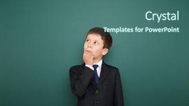  Presentation with school board - PPT layouts enhanced with schoolboy near the school board background and a ocean colored foreground