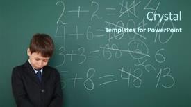  Presentation with school board - Audience pleasing slide deck consisting of schoolboy near the school board backdrop and a ocean colored foreground