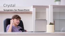  Presentation with computer games - Theme having schoolboy-playing-computer-games background and a sky blue colored foreground