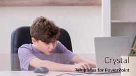  Presentation with computer games - Amazing presentation design having schoolboy-playing-computer-games backdrop and a light gray colored foreground