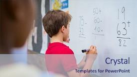  Presentation with math subtraction - Cool new presentation theme with schoolboy thinking while solving math backdrop and a lemonade colored foreground