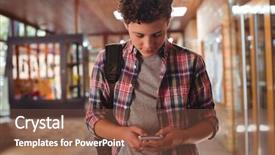  Presentation with adolescent - Audience pleasing theme consisting of schoolboy using mobile phone backdrop and a tawny brown colored foreground
