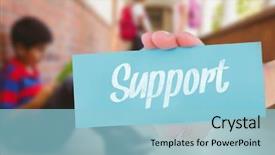  Presentation with unemployment unemployed hand cut word - PPT theme featuring schoolboy with friends in background background and a light blue colored foreground