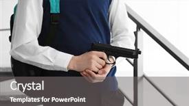  Presentation with stairs - Slides consisting of schoolboy with gun in hands background and a gray colored foreground