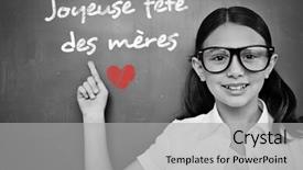  Presentation with mothers day - Presentation design enhanced with schoolchild with blackboard against french mothers day message background and a light gray colored foreground