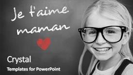  Presentation with mothers day - Slide deck having schoolchild with blackboard against french mothers day message background and a dark gray colored foreground