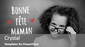  Presentation with mothers day - Slide set consisting of schoolchild with blackboard against french mothers day message background and a gray colored foreground