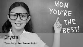  Presentation with mothers day - Amazing presentation design having schoolchild with blackboard against mothers day greeting backdrop and a light gray colored foreground