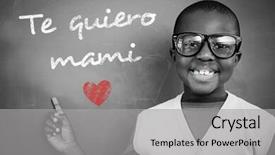  Presentation with mothers day - Presentation design consisting of schoolchild-with-blackboard-against-spanish background and a light gray colored foreground