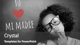  Presentation with mothers - Slide set consisting of schoolchild-with-blackboard-against-spanish background and a dark gray colored foreground