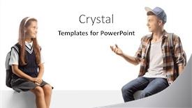  Presentation with student - PPT theme consisting of schoolgirl-and-a-male-student background and a white colored foreground