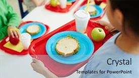  Presentation with red yellow green blue jigsaw - Amazing presentation having schoolgirl carrying red plastic tray backdrop and a light blue colored foreground