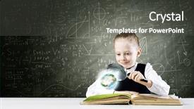  Presentation with nasa - Cool new slide set with schoolgirl examining opened book backdrop and a dark gray colored foreground