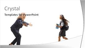  Presentation with hug - Presentation design having schoolgirl-holding-a-book background and a white colored foreground