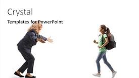  Presentation with hug - Slides consisting of schoolgirl-holding-a-book background and a white colored foreground