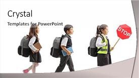  Presentation with stop motion - Colorful theme enhanced with schoolgirl holding a stop backdrop and a white colored foreground