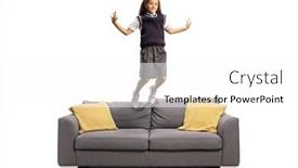  Presentation with background - PPT layouts with schoolgirl-in-a-uniform-jumping background and a white colored foreground