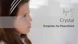  Presentation with equation - Presentation theme with schoolgirl-is-thinking-on-equation background and a light gray colored foreground