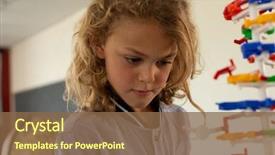  Presentation with school elementary - PPT layouts enhanced with schoolgirl looking at a dna background and a tawny brown colored foreground
