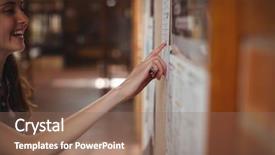  Presentation with airport boarding board - Colorful slide set enhanced with schoolgirl looking at notice board backdrop and a violet colored foreground