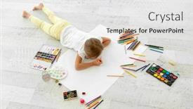  Presentation with floor - Beautiful PPT theme featuring schoolgirl-lying-on-the-floor backdrop and a white colored foreground