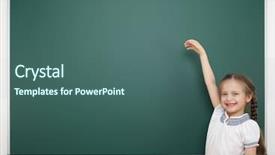  Presentation with school board - Presentation design having schoolgirl near the school board background and a ocean colored foreground